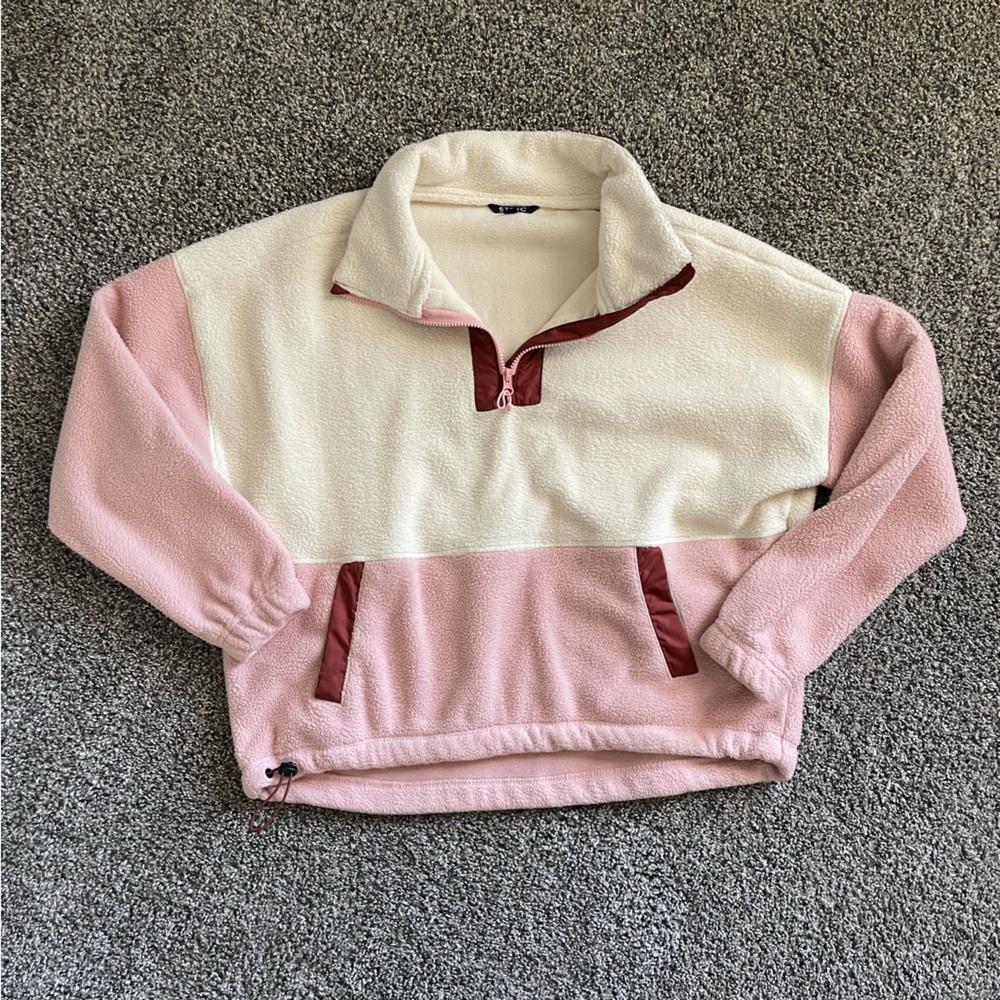 WARM PINK AND CREAM STOIC QUARTER ZIP